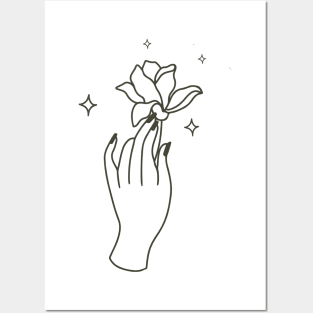 hand and flowers Posters and Art